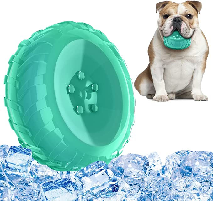 Lewondr Juguete Congelable para Perros, Mordedor para Mascotas Pequeñas y Medianas, Juguete Interativo Resistente, Forma de Neumático, Anillo de Enfriamiento en Verano, Limpieza Dental, Menta Verde