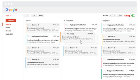 Drag quiere organizar tu Gmail con el método kanban, tu bandeja de entrada como un tablero de Trello