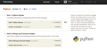 Codeacademy incorpora clases para aprender Python, awesome!