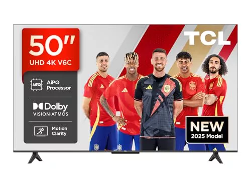 TCL 50V6C, 50'' 4K UHD Smart TV, Direct LED Powered by Google TV (Dolby Audio, Motion Clarity, Compatible with Google Assistant & Alexa)