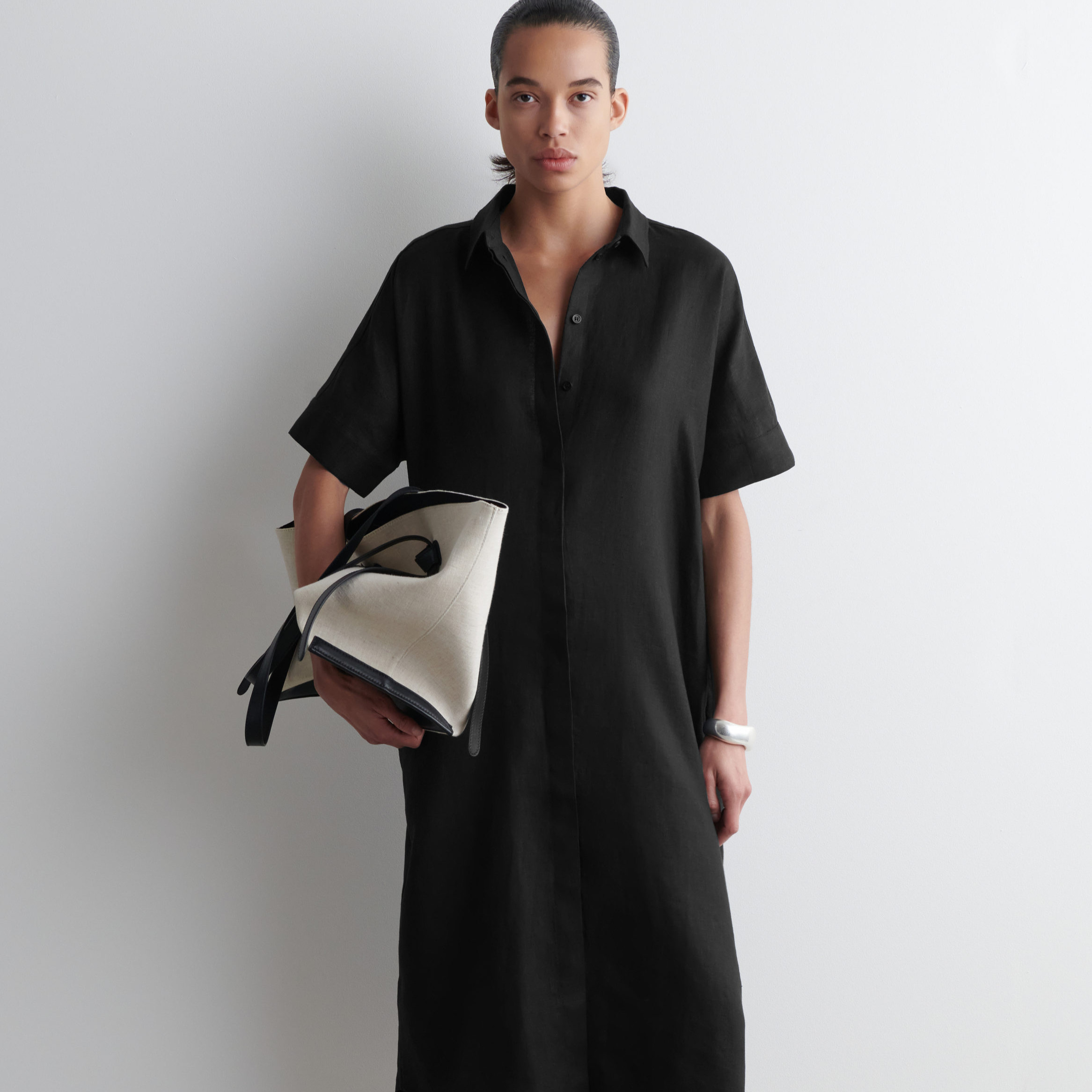 VESTIDO CAMISERO MIDI DE LINO COS