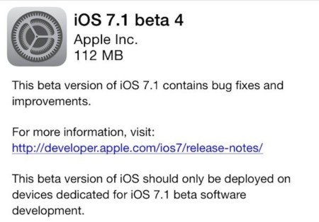 Aún no se ve iOS 7.1 en el horizonte, Apple pone a disposición de los desarrolladores la Beta 4 de iOS 7.1