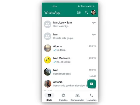 色を変更する前に、Android 上の WhatsApp はすでに下部のセクションを受信していました (画像: Xataka Android 用 Iván Ramirez)