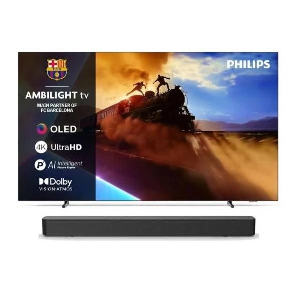 TV Philips OLED 65OLED770 65" 4K Ambilight Dolby Vision Titan OS + Philips TAB4000 Barra de Sonido
