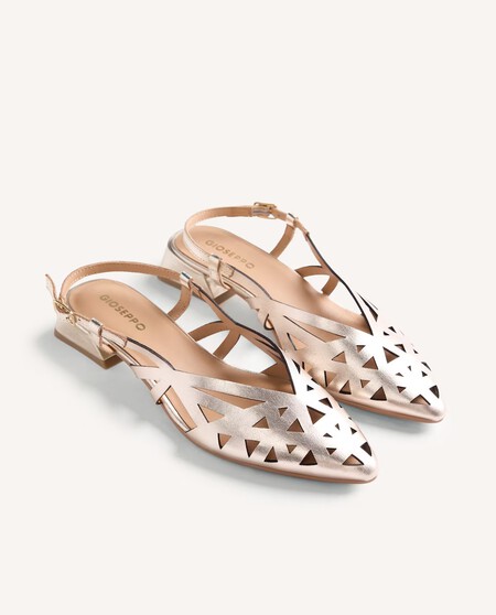 Zapatos Planos Vestir Dorados Elegantes Bonitos Primavera