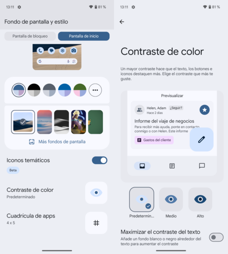 Android 15 Beta 2 Contraste Del Color