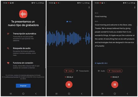 右のスクリーンショットでは、音声がリアルタイムでテキストに変換される様子がわかります。