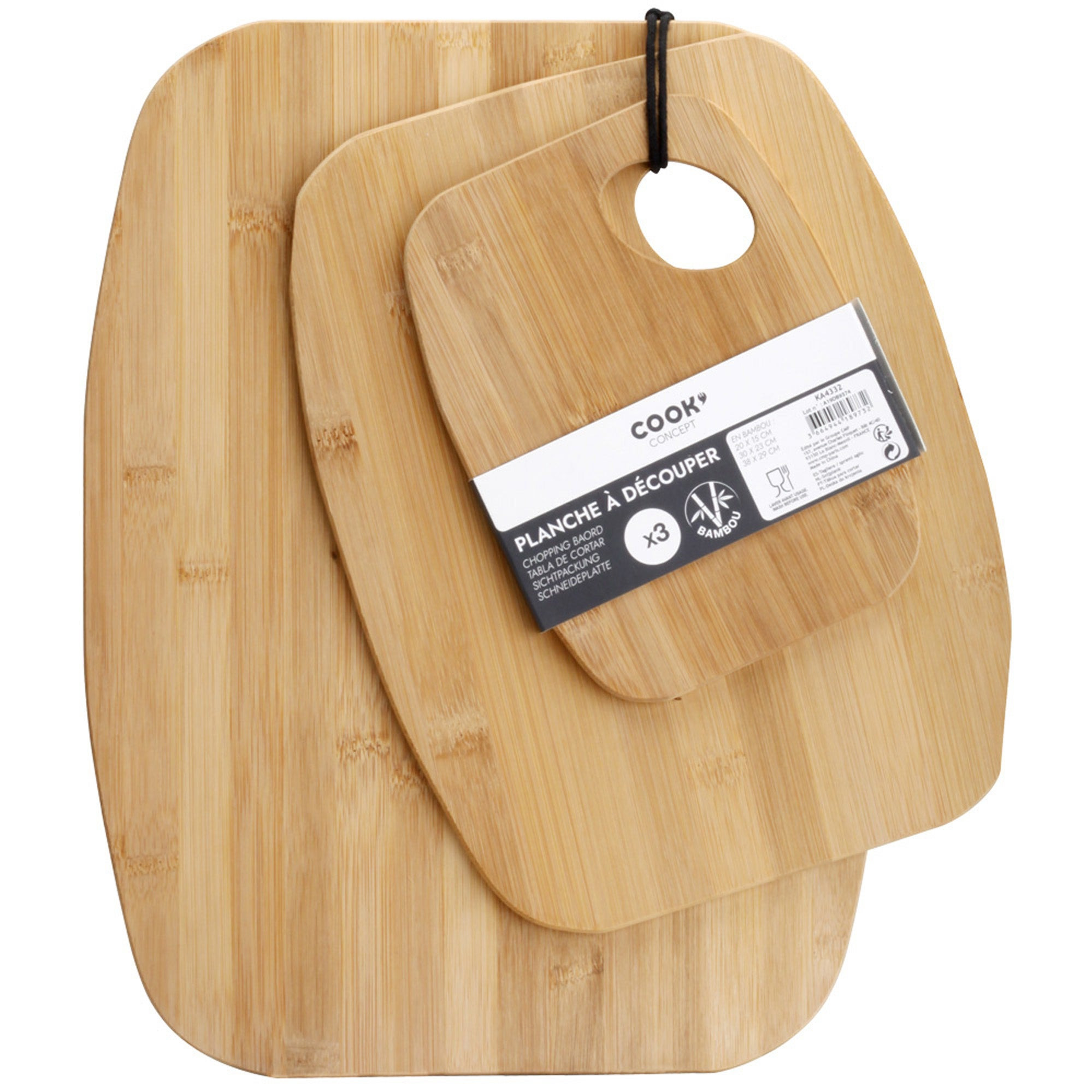 Conjunto de 3 tablas de bambú para cortar alimentos