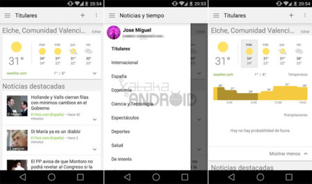 Noticias y tiempo de Google