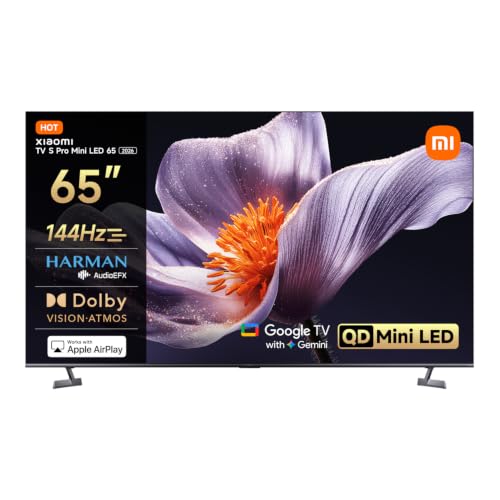 Xiaomi TV S Pro Mini LED 65, Smart TV, Dolby Vision, 4k QLED, 1700 nits | Dolby Atmos, 144Hz,Google TV,HDR 10+,Triple Tuner,DVB T2,MEMC,DTS-X,Harman AudioEFX,Prime Video,Google Assistant,Airplay2