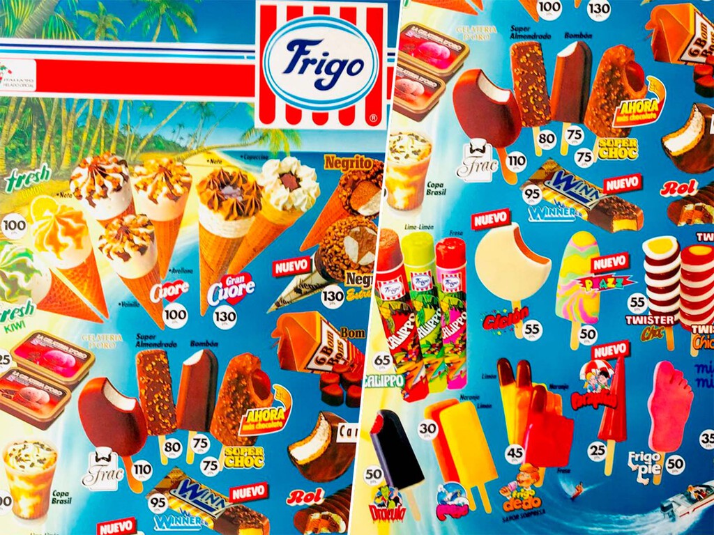 Sin IA ni escuela de negocios, este cartel de helados de Frigo del año 1990 es una lección magistral de marketing incluso en 2026