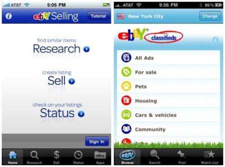 eBay Selling & Classifieds, dos nuevas aplicaciones con las que eBay espera aumentar sus ventas