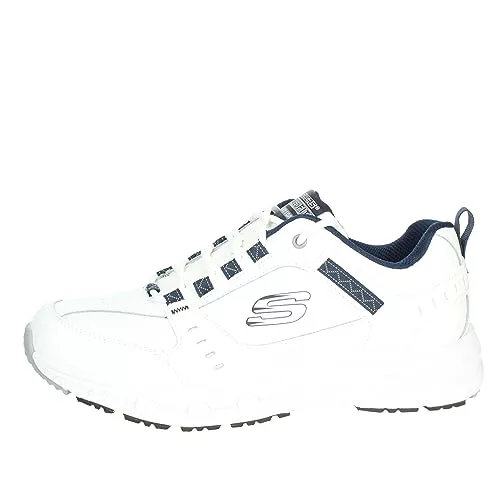 Skechers Oak Canyon Redwick Hombre Formatori, White Leather Synthetic Textile Navy Trim, 43 EU