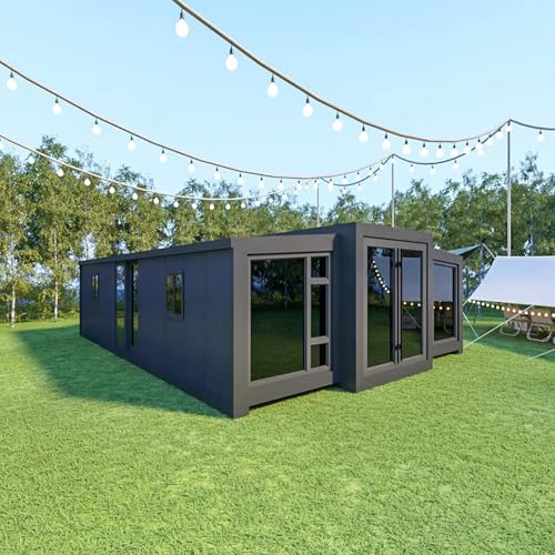 Tiny Home - Casa contenedor prefabricada plegable personalizable de 20 pies, 30 pies, 40 pies, opciones disponibles 1, 2, 3 dormitorios con baño, cocina, sala de estar, diseño de doble ala expandible
