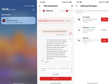 Esta app mantiene un control adaptado al móvil, aunque ofrece un completo terminal de comandos