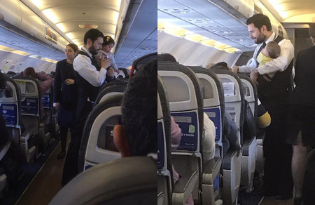 El amable gesto de un auxiliar de vuelo, al calmar no solo a uno, sino a dos bebés durante un viaje