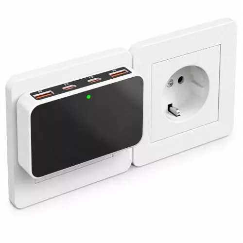 VPSUN Cargador plano USB C de 65 W, estación de carga múltiple USB con 4 puertos