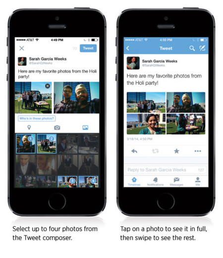 Twitter para iOS nos permite subir hasta cuatro fotografías en cada tuit y etiquetar a usuarios en ellas