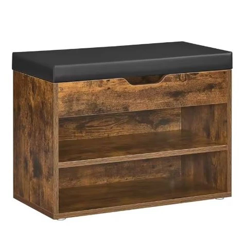 Banco para Zapatos, Mueble Zapatero con Asiento Tapizado, Banco de Entrada con 3 Compartimentos y Asiento Acolchado, 30 x 60 x 44 cm, Personalizable
