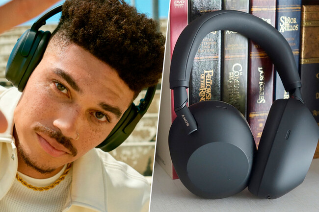 Chico Con Auriculares Inalambricos En La Calle