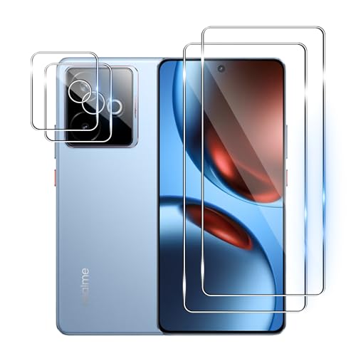 Bihizei Protector de Pantalla para Realme GT 7T 5G, 2 Piezas Protector Cristal Templado + 2 Protector de Lente Cámara
