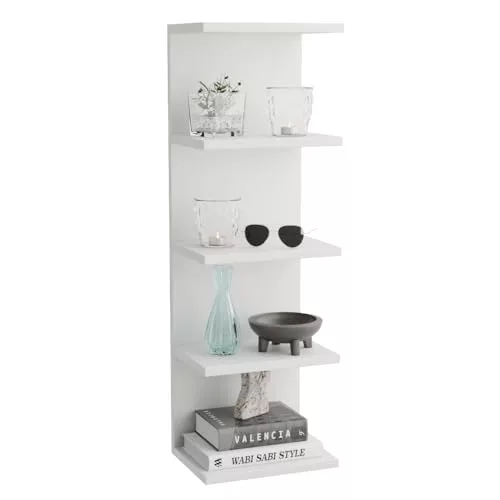 ComfortCove Estante de Pared, Librería de Pared, 5 Estantes, Blanco