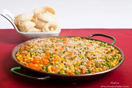 Paella de verduras para peques. Receta