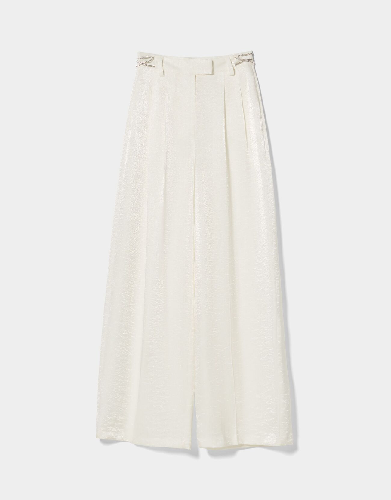 Wide leg shiny lace-up trousers
