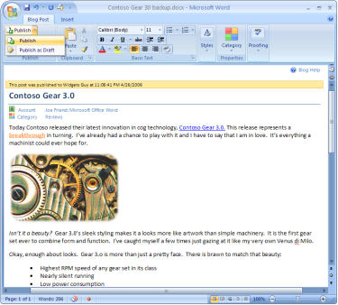 Word 2007 Blog
