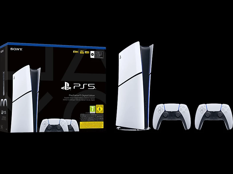 Consola - Sony PlayStation 5 Slim Digital Edition, 1 TB SSD, 4K, 2 mandos