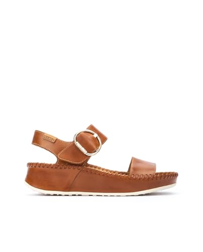 Pikolinos Sandalias cuña en Cuero Marina para Mujer Color Brandy