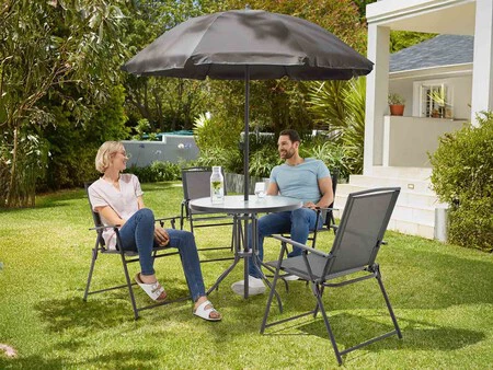 Set De Cuatro Sillas Y Mesa Con Sombrilla Zoom 2