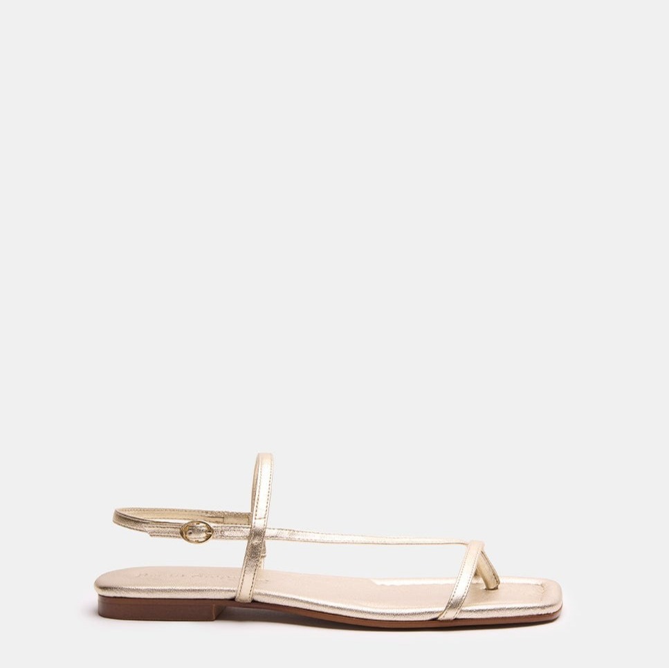 Sandalias planas de mujer de piel Dorado Bryan Stepwise


