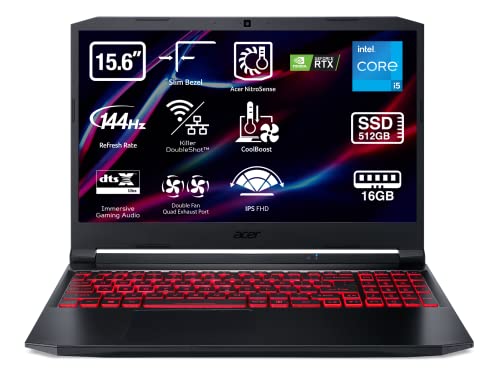 Acer Nitro 5 AN515-47 - Ordenador Portátil Gaming 15.6" Full HD IPS 144Hz (AMD Ryzen 5-7535HS, 16GB RAM, 512GB SSD, NVIDIA RTX 3050Ti, Sin Sistema Operativo) Color Negro - Teclado QWERTY Español