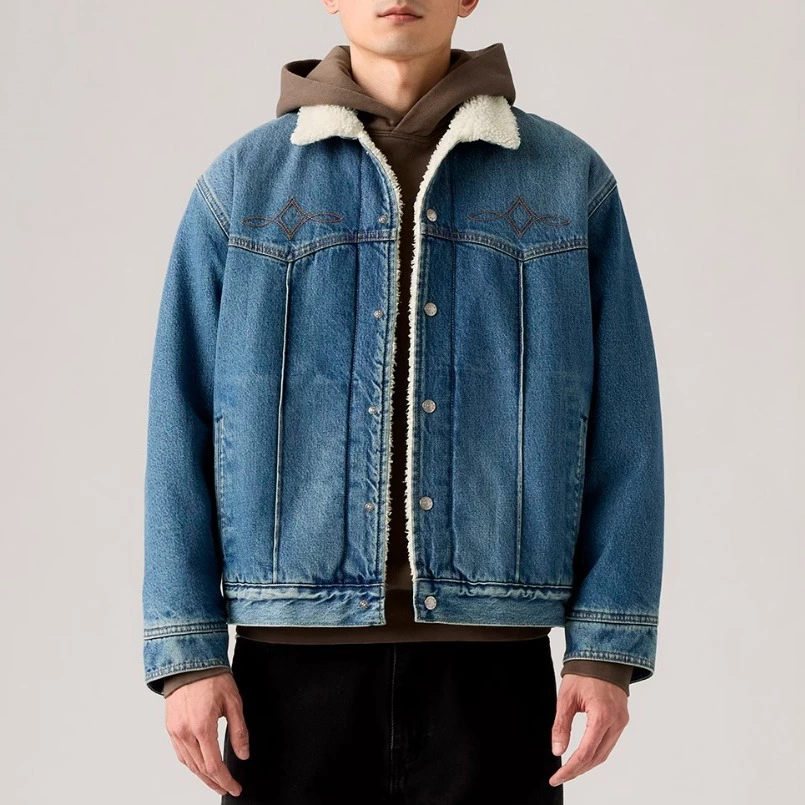 Levi's Cazadora vaquera Trucker Western de hombre con borreguito