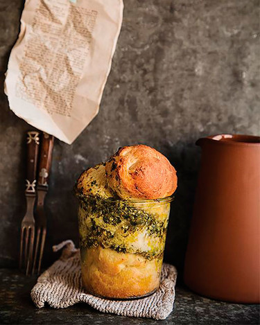 Pan de pesto en una tarro... Una receta deliciosa, bella y original