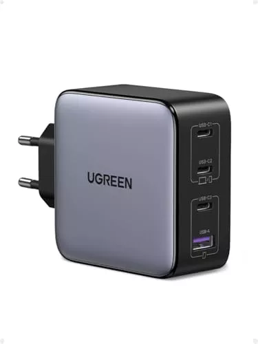 UGREEN Nexode Cargador USB C 100 W, Carga Rápida Multidispositivo con 4 Puertos, Compatible con Samsung Galaxy S25/S24/S23,iPhone 17 Pro MAX Air/16/15/14/13, MacBook Pro/Air, iPad y Steam Deck