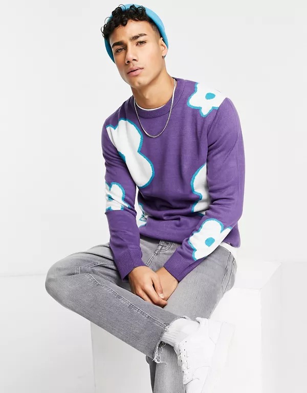 Jersey violeta con flores grandes de Only & Sons