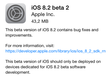 La segunda beta de iOS 8.2 ya está disponible para los desarrolladores