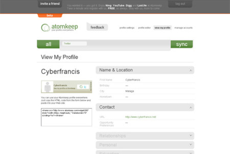 Atomkeep, creación de perfiles unificados en Internet