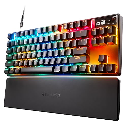 SteelSeries Apex Pro TKL (2023) - Teclado gaming HyperMagnetic – Teclado gaming - El más rápido del mundo - Accionamiento ajustable - Esports TKL - RGB - Teclas PBT - USB-C - Teclado alemana (QWERTZ)