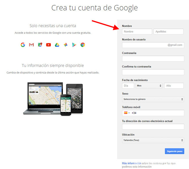 CREAR UNA CUENTA DE GOOGLE visual data 7