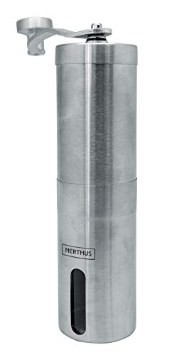 NERTHUS FIH 809 - Molinillo de Café Manual de Acero Inoxidable con Moledores Ajustable de Cerámica 