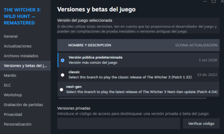 Cambiar Version Steam