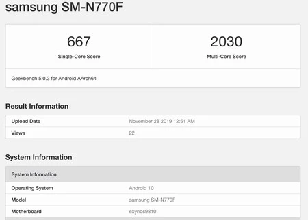 Samsung Galaxy Note 10 Lite ベンチマーク