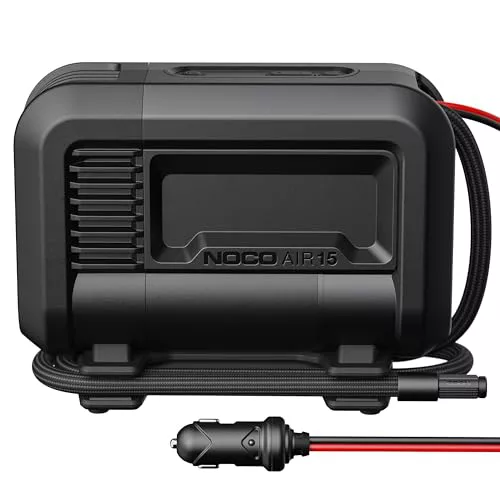 NOCO AIR15: Inflador de neumáticos de 15A – Compresor de aire portátil de 12V – Caudal de 44 SLPM, infla de 0 a 40 PSI en 2,9 min – Manómetro digital y apagado automático