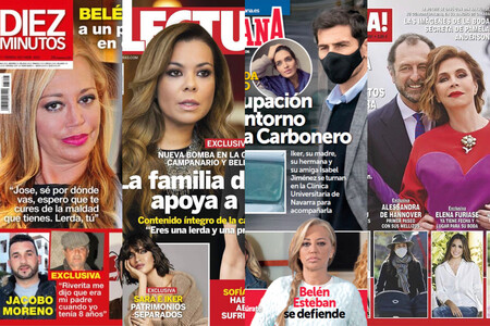 Los Janeiro apoyan a Belén Esteban, Sara Carbonero recae en el cáncer y Ágatha Ruiz de la Prada posa con su churri: estas son las portadas del miércoles 10 de febrero