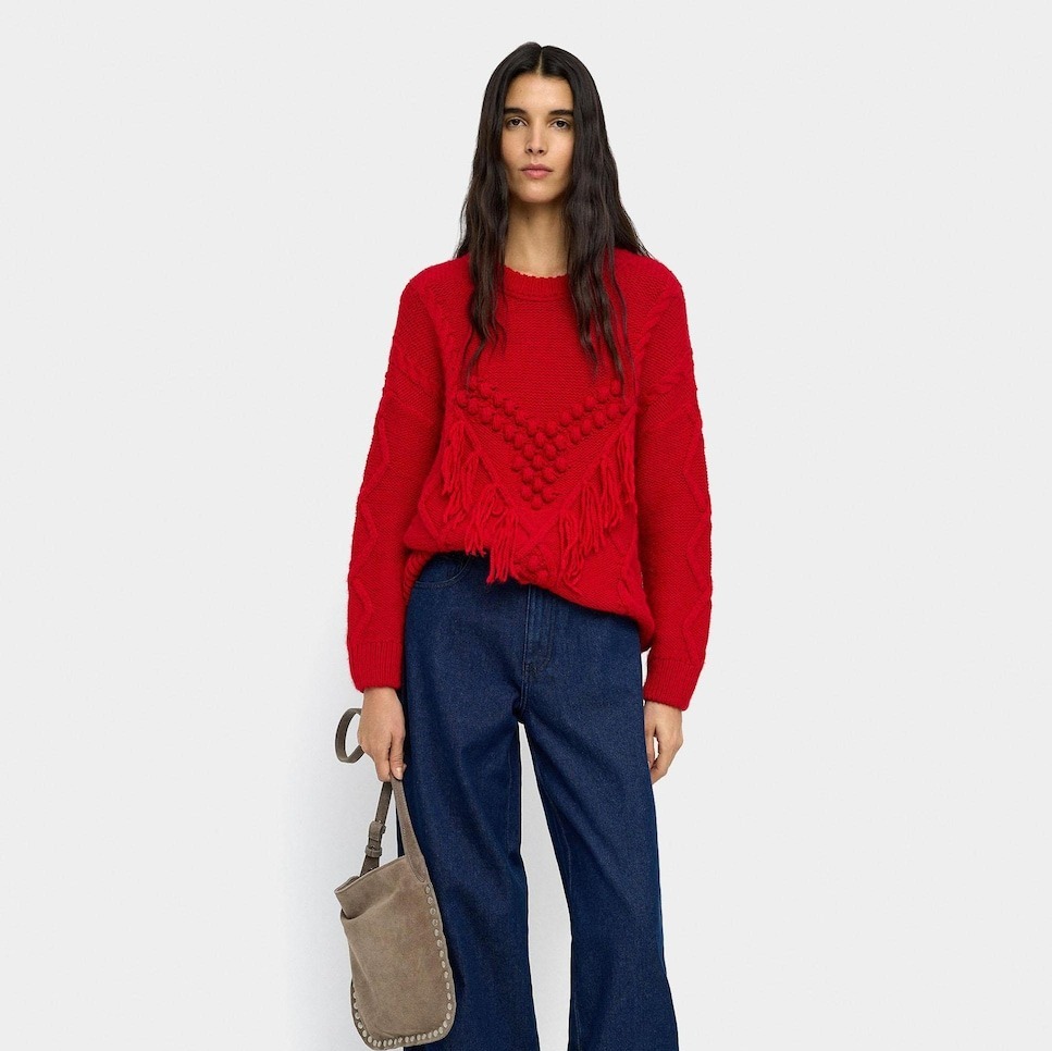 Parfois
Jersey de mujer de punto de manga larga con detalles trenzados y flecos


