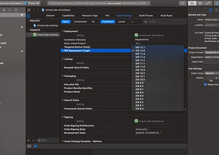 Xcode 10.1 での SDK ターゲットの選択