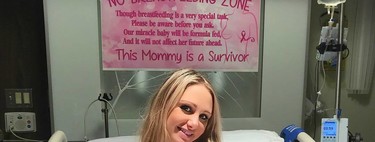 "Zona de no amamantar", el cartel de una madre sobreviviente de cáncer que recuerda la importancia de no juzgar